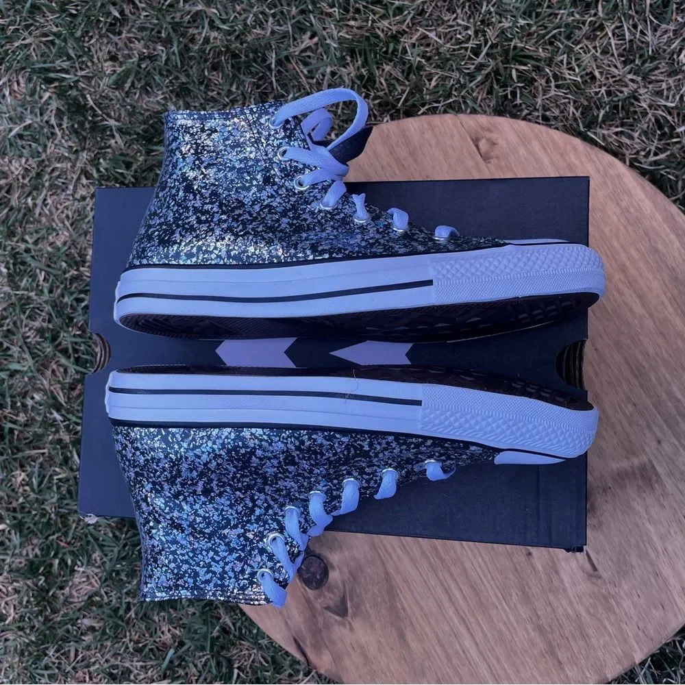 NEW Converse Youth SZ 6 Silver Sparkle Chuck Taylor High-Top Sneakers Shoes